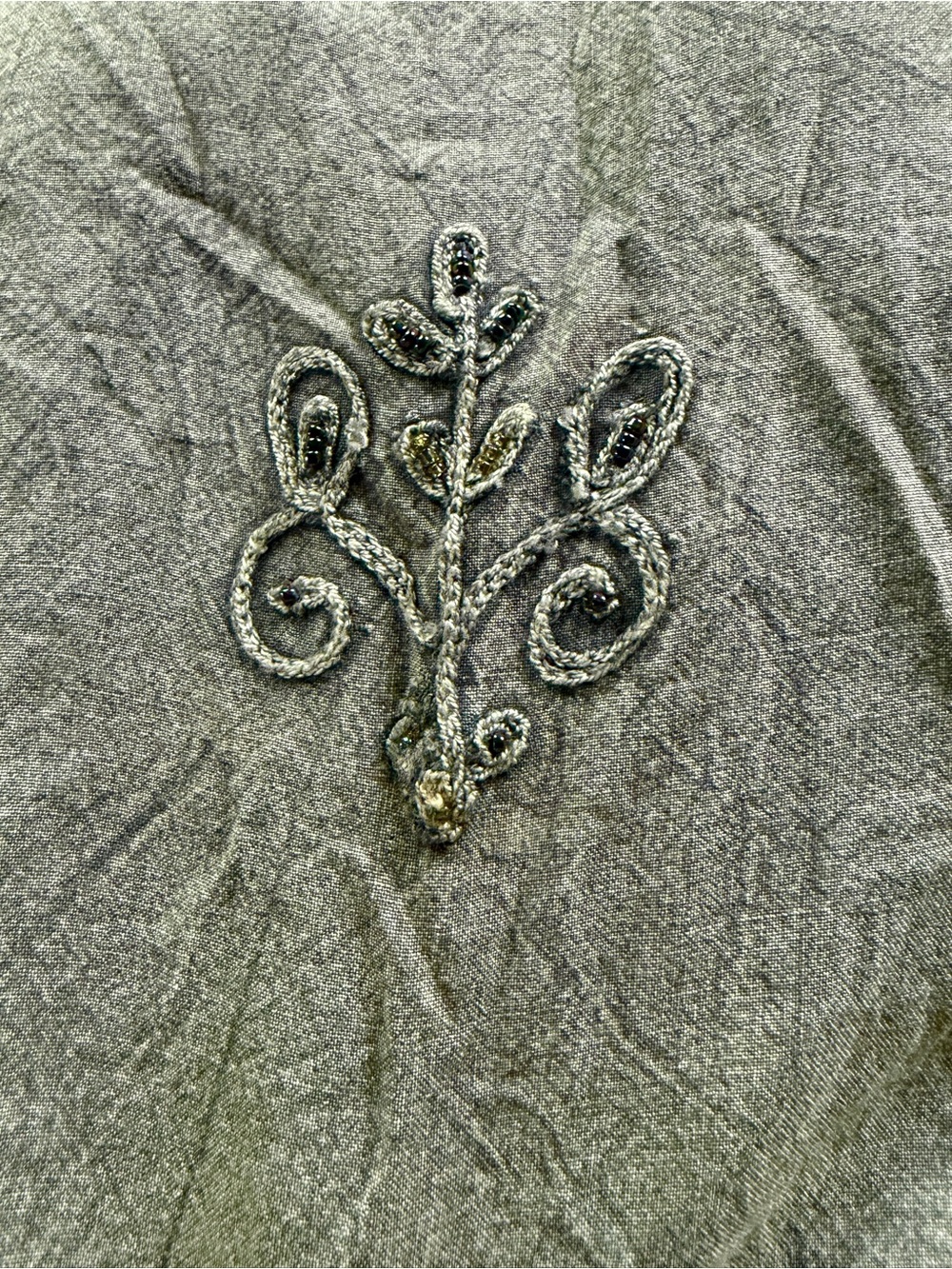Young Threads Embroidered Olive Green Tunic Dress - Picture 7 of 9